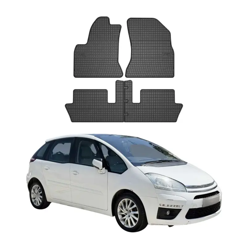 Rabatt OMAC Gummi Fußmatten für Citroen C4 Picasso Grand Picasso 2006-2013 Schwarz 4x