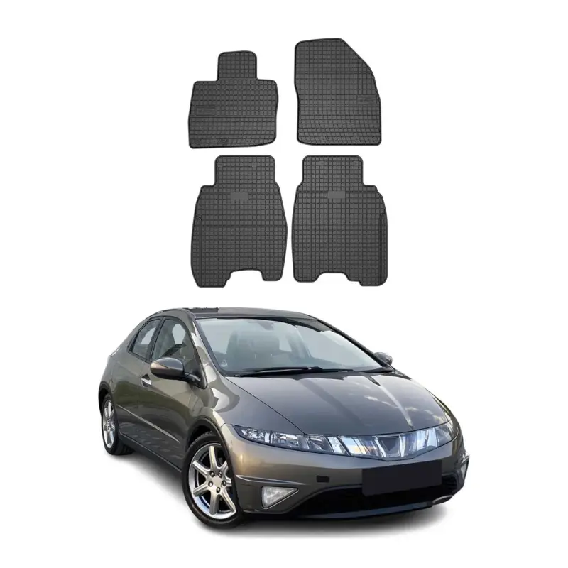 Nur Heute OMAC Gummi Fußmatten für Honda Civic Schrägheck 2006-2011 Automatten Schwarz 4x