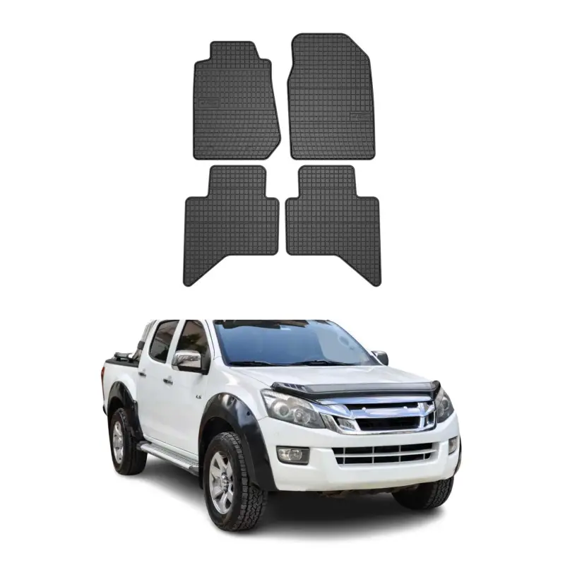 Jetzt Kaufen OMAC Gummi Fußmatten für Isuzu D-Max 2011-2018 Automatten Gummi Schwarz 4tlg