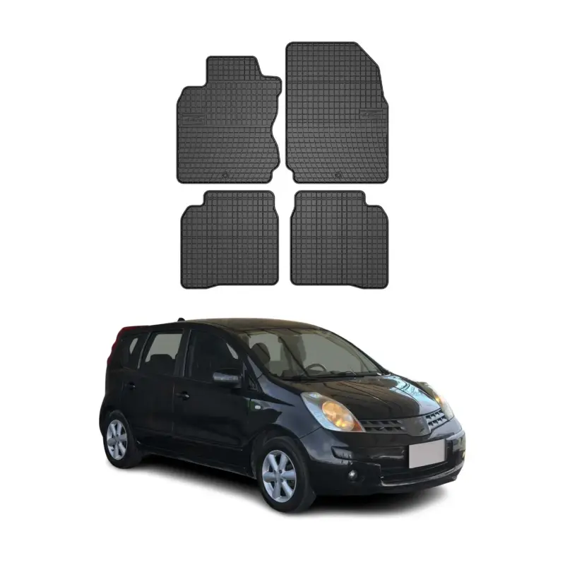 OMAC Gummi Fußmatten für Nissan Note 2006-2012 Automatten Gummi Schwarz 4tlg Markenprodukt