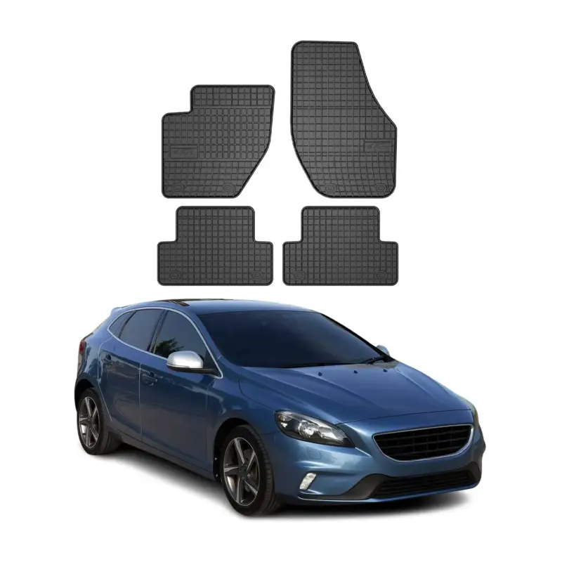 OMAC Gummi Fußmatten für Volvo V40 2012-2019 Automatten Gummi Schwarz 4tlg Geprüft