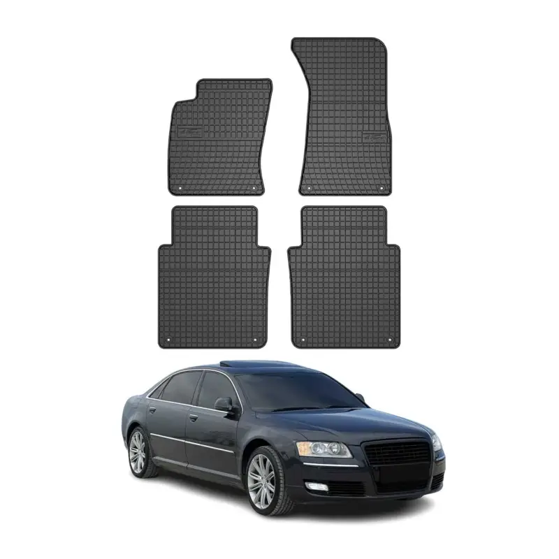 Sale OMAC Gummi Fußmatten für Audi A8 2002-2010 Lang Gummi Schwarz 4tlg