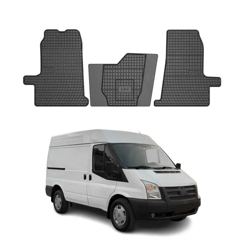 Schneller Versand OMAC Gummi Fußmatten für Ford Transit 2000-2013 Automatten Gummi Schwarz 3tlg