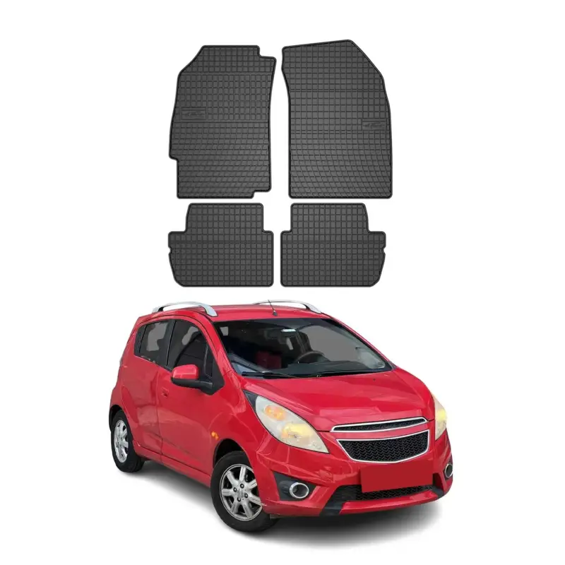 OMAC Gummi Fußmatten für Chevrolet Spark 2015-2019 Automatten Gummi Schwarz 4tlg Highlight
