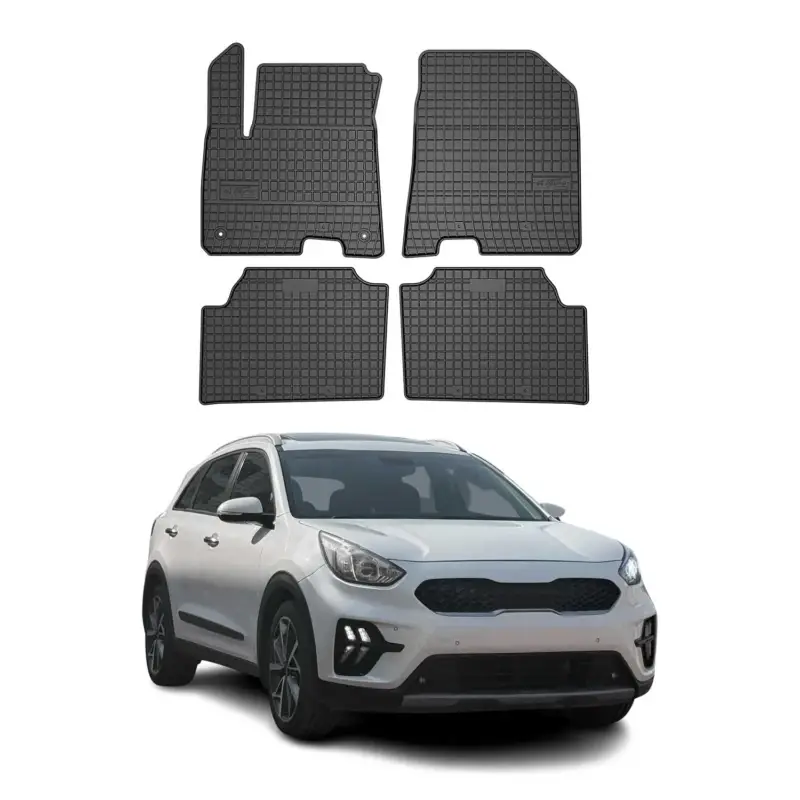 Begrenztes Angebot OMAC Gummi Fußmatten für Kia e-Niro mk1 2018-2022 Automatten Gummi Schwarz 4 tlg