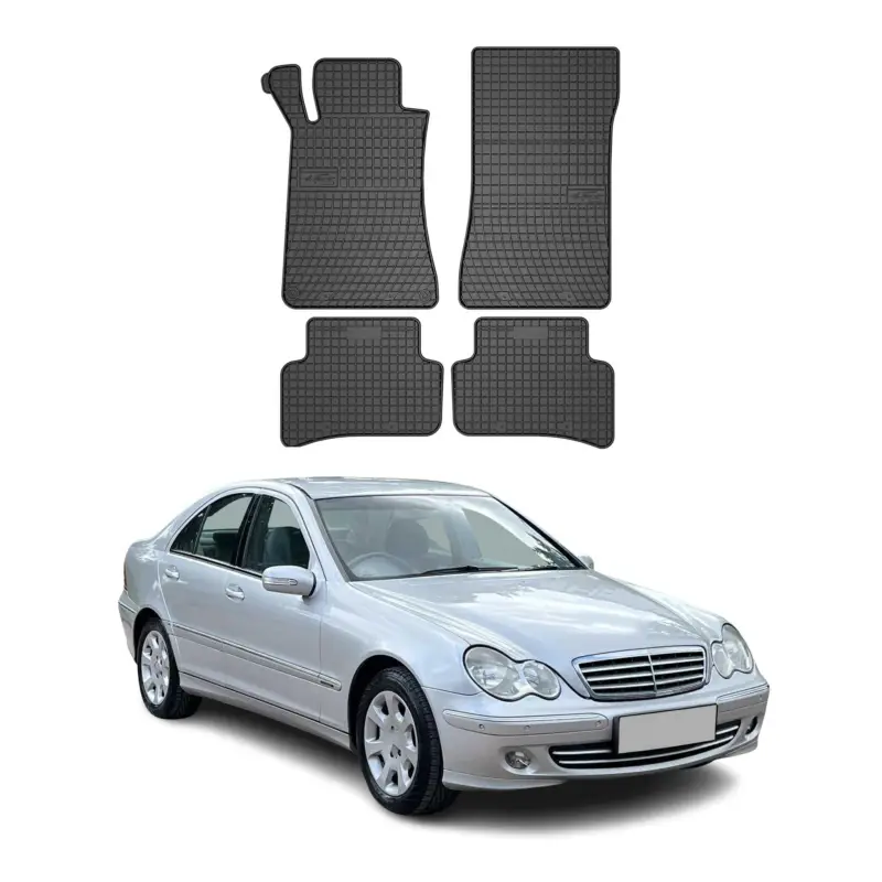 OMAC Gummi Fußmatten für Mercedes C Klasse W203 2000-2007 Automatten Schwarz 4x Bestseller