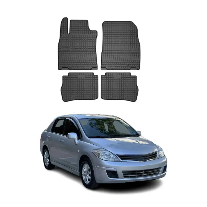 Top-Seller OMAC Gummi Fußmatten für Nissan Tiida 2004-2012 Automatten Gummi Schwarz 4tlg