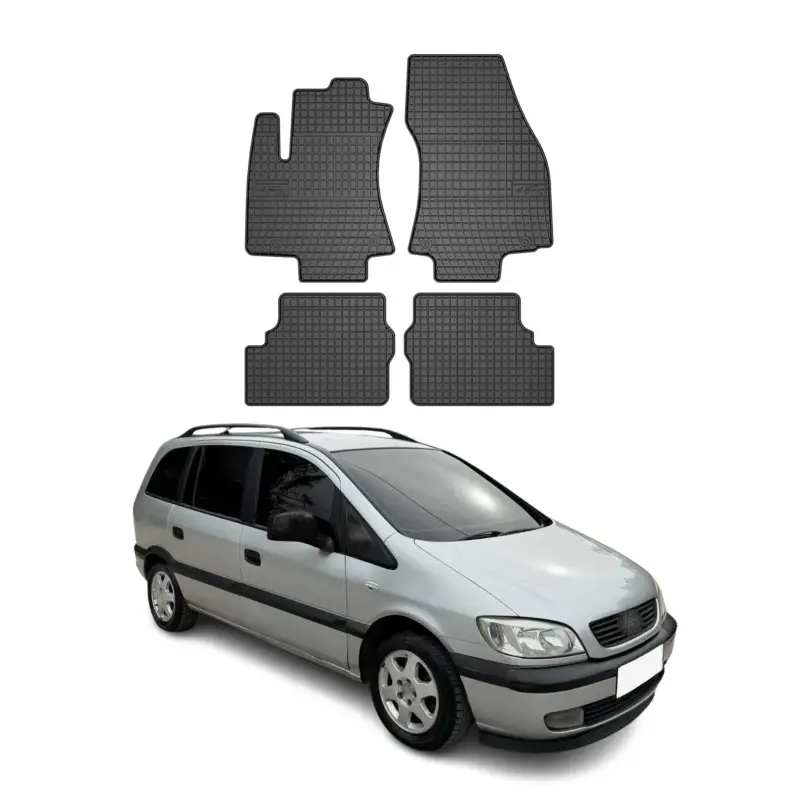 Versand Am Gleichen Tag OMAC Gummi Fußmatten für Opel Zafira 1999-2005 Automatten Gummi Schwarz 4tlg