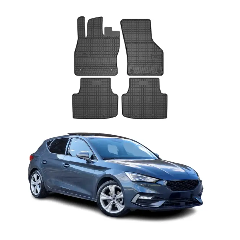 OMAC Gummi Fußmatten für Seat Leon 2020-2026 Automatten Gummi Schwarz 4tlg Neue Ware