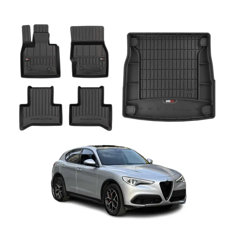 OMAC Fußmatten & Kofferraumwanne Set für Alfa Romeo Stelvio 2016-2026 Gummi 5x Meistverkauft