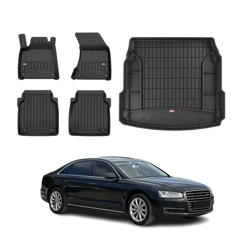 Fußmatten Kofferraumwanne Set für Audi A8 D4 2009-2017 OMAC Premium Schwarz TPE Must-Have
