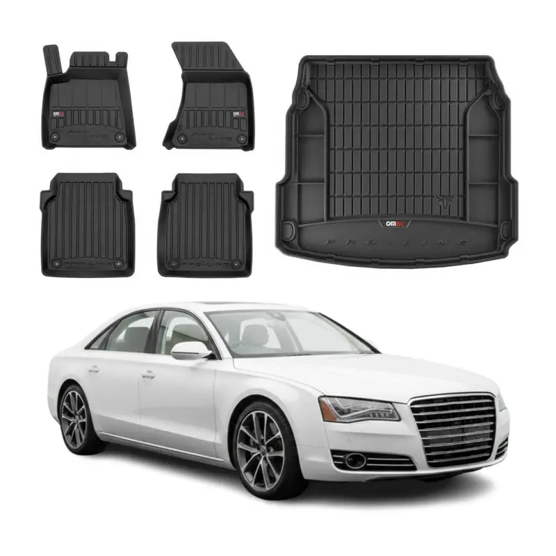 OMAC Fußmatten & Kofferraumwanne Set für Audi A8 D4 Lang version 2009-2017 Gummi Neue Kollektion