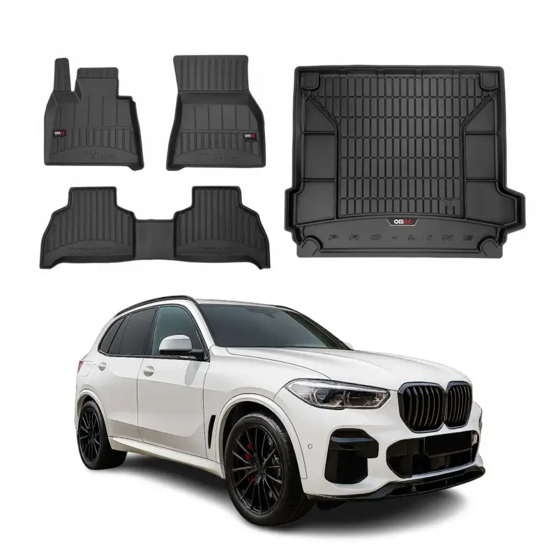 OMAC Fußmatten & Kofferraumwanne Set für BMW X5 G05 2018-2026 Gummi Schwarz 4x Abverkauf