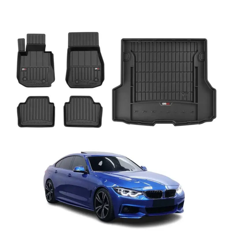 Neue Kollektion OMAC Fußmatten & Kofferraumwanne Set für BMW 4er F36 2013-2017 Gummi Schwarz 5x