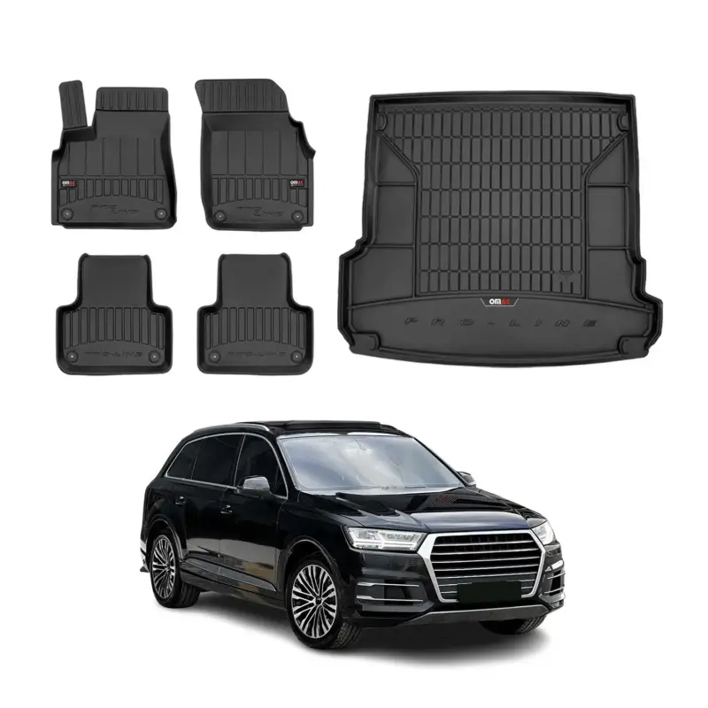 Bestseller OMAC Fußmatten & Kofferraumwanne Set für Audi Q7 2015-2026 Gummi TPE Schwarz 5x