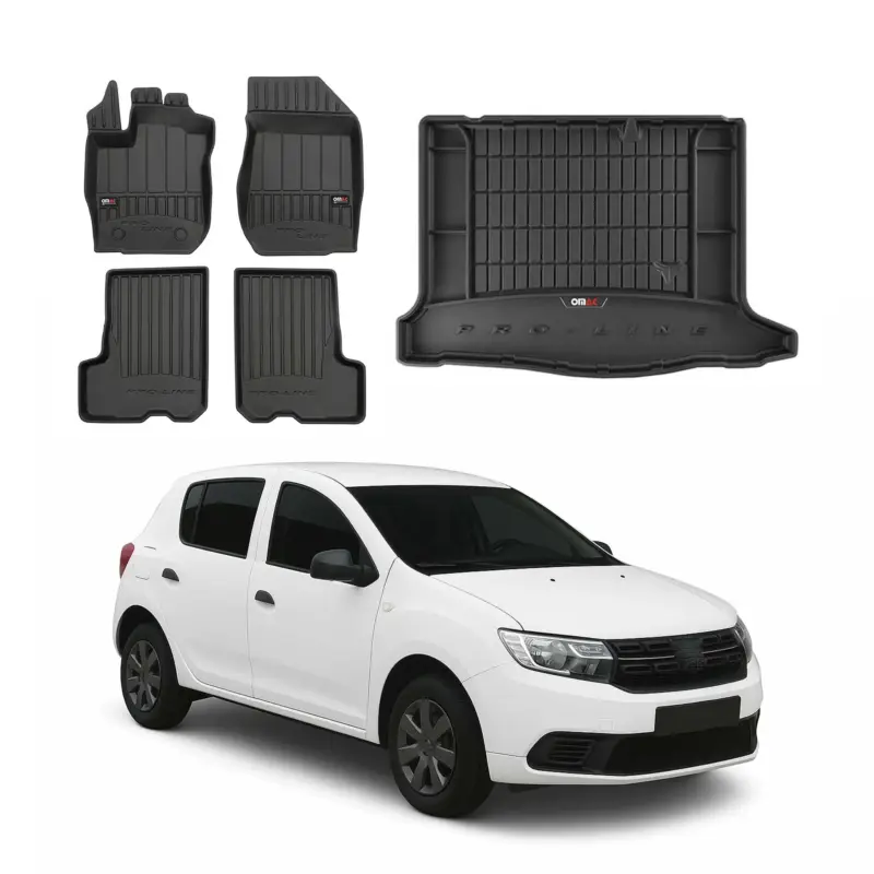 Schneller Versand OMAC Fußmatten & Kofferraumwanne Set für Dacia Sandero 2012-2020 Gummi TPE 5x