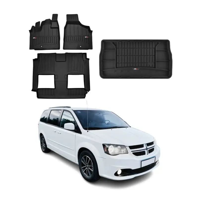 Echt OMAC Fußmatten & Kofferraumwanne Set für Dodge Grand Caravan 2007-2020 Gummi 4x