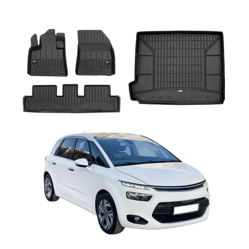 OMAC Fußmatten & Kofferraumwanne Set für Citroen C4 Picasso 2013-2019 Gummi 4x Zertifiziert