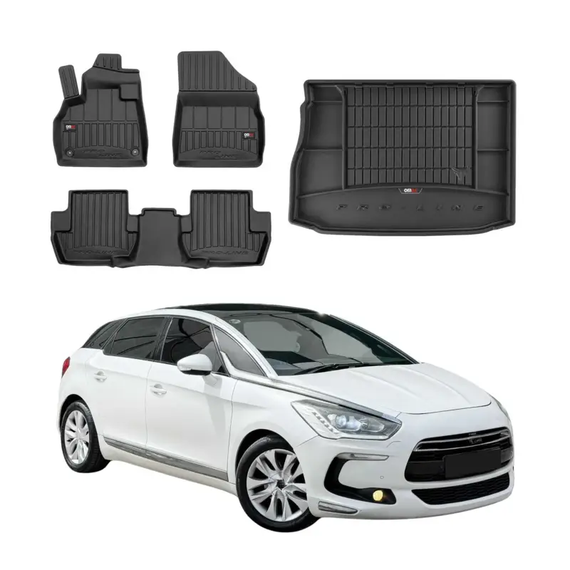 Schneller Versand OMAC Fußmatten & Kofferraumwanne Set für Citroen DS5 2011-2015 Gummi Schwarz 4x