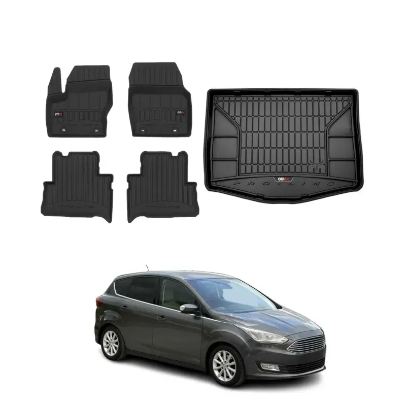 OMAC Fußmatten & Kofferraumwanne Set für Ford C-Max 2010-2019 Gummi Schwarz 5x Schnäppchen