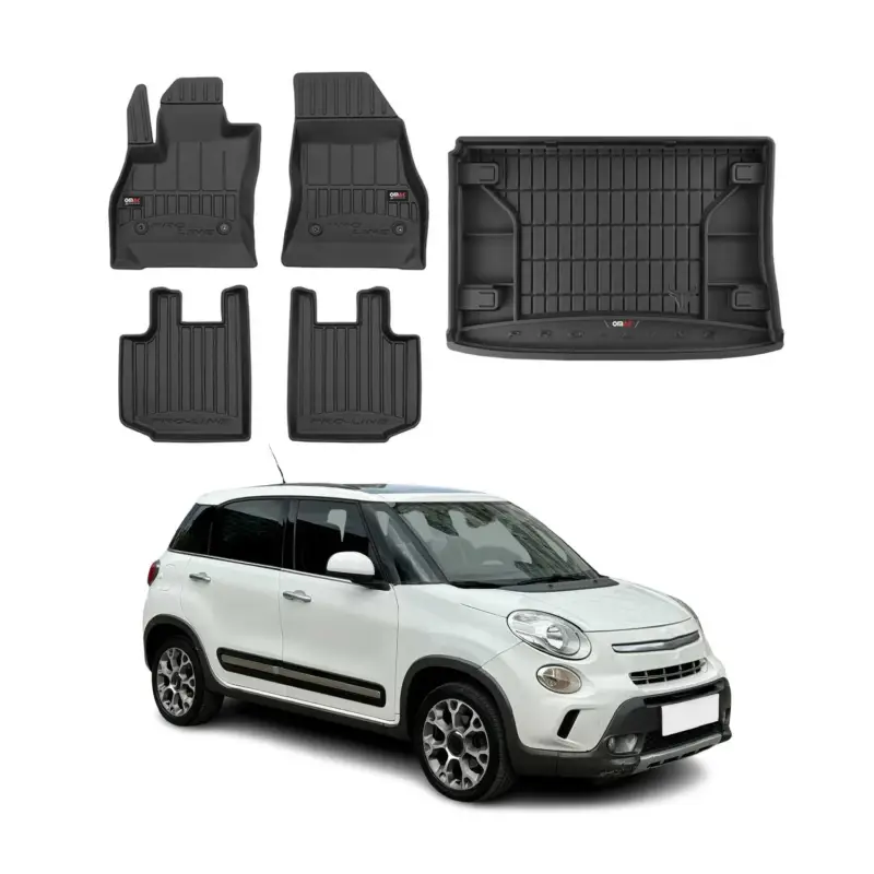 Expressversand OMAC Fußmatten & Kofferraumwanne Set für Fiat 500L 2012-2024 Untere Gummi 5x