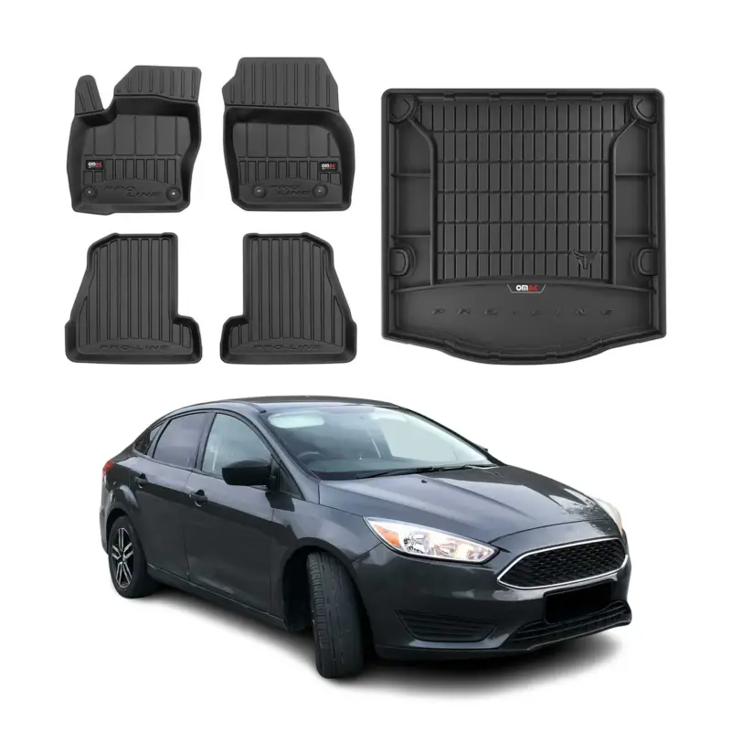 Versand Am Gleichen Tag OMAC Fußmatten & Kofferraumwanne Set für Ford Focus mk3 2011-2018 Limo Gummi TPE