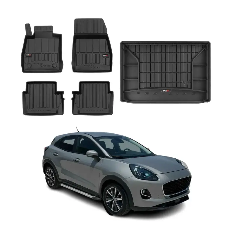 Preis Gesenkt OMAC Fußmatten & Kofferraumwanne Set für Ford Puma 2019-2026 Gummi Schwarz 5x