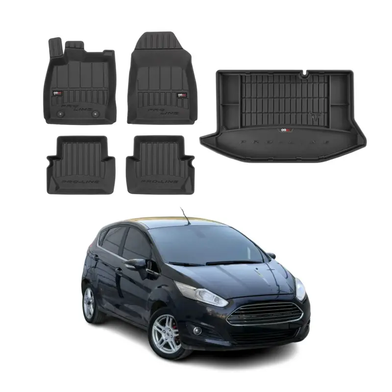 Super-Preis OMAC Fußmatten & Kofferraumwanne Set für Ford Fiesta MK 2008-2017 Gummi TPE 5tlg