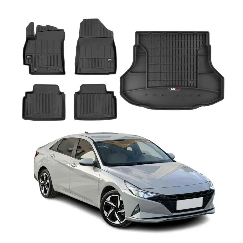 Nur Heute OMAC Fußmatten & Kofferraumwanne Set für Hyundai Elantra 2021-2026 Gummi TPE 5x