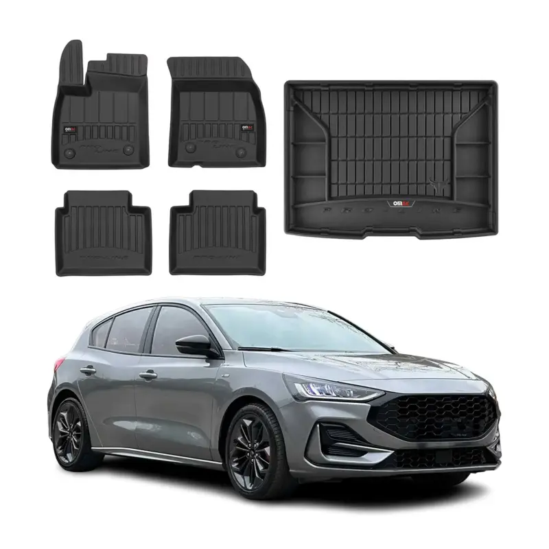 OMAC Fußmatten & Kofferraumwanne Set für Ford Focus mk4 2019-2025 5tür Schwarz Kracherpreis