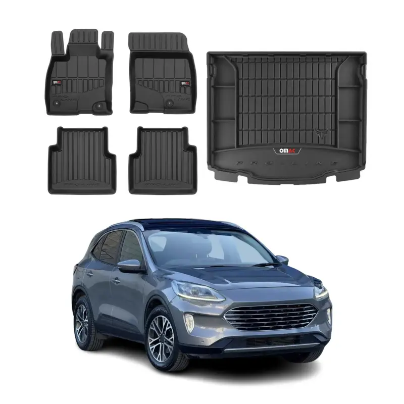 Top-Preis OMAC Fußmatten & Kofferraumwanne Set für Ford Kuga III 2019-2026 Gummi Schwarz