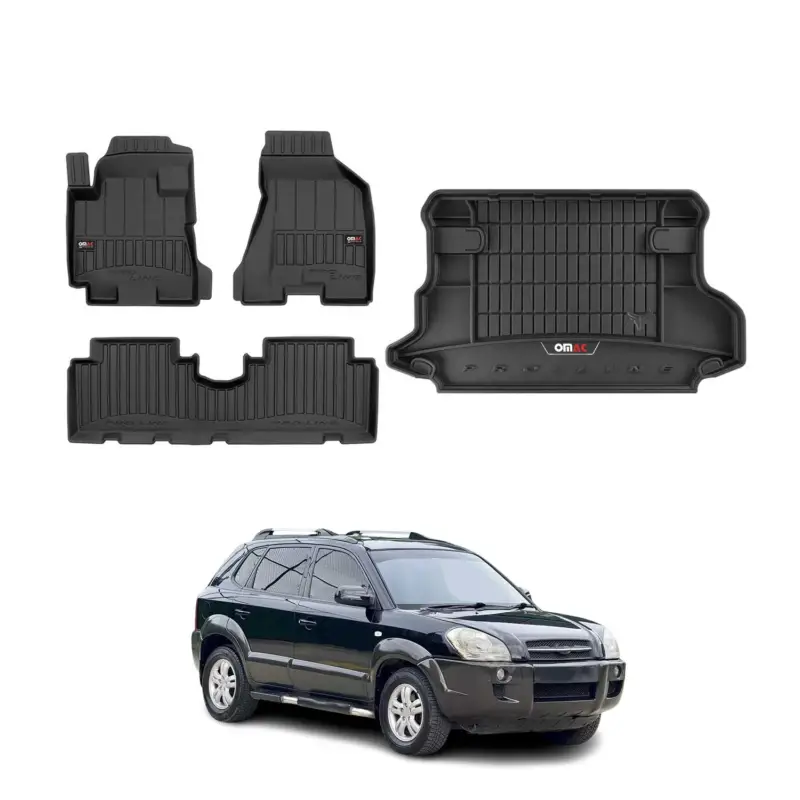 Schneller Versand OMAC Fußmatten & Kofferraumwanne Set für Hyundai Tucson 2004-2009 Gummi TPE 4x