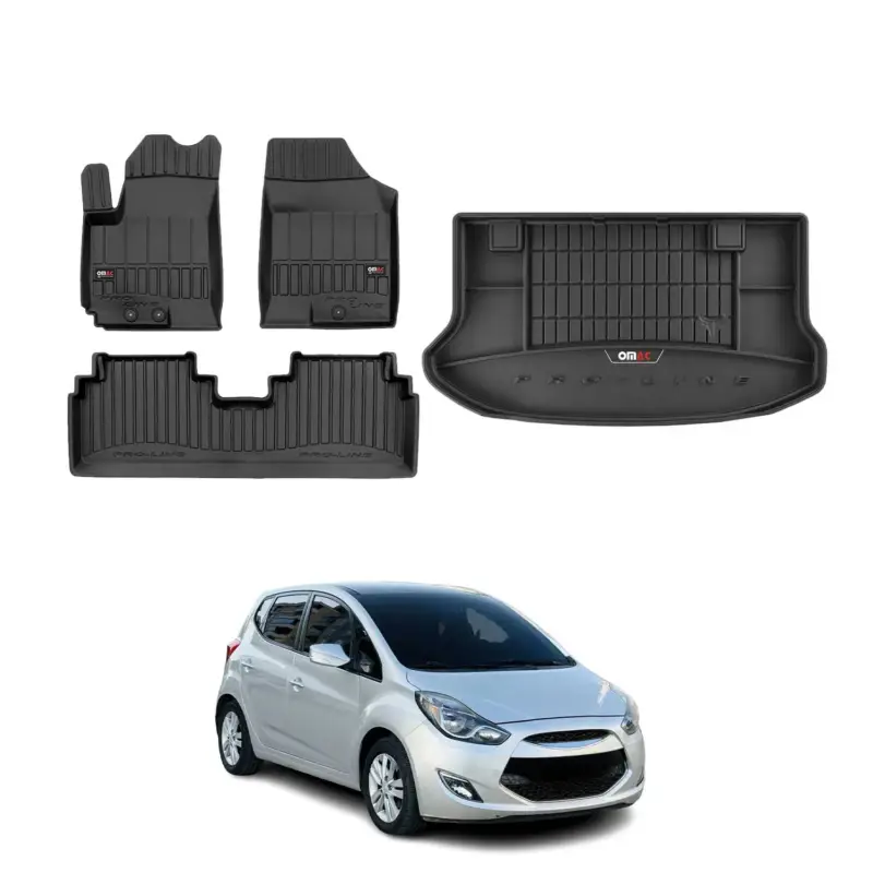 OMAC Fußmatten & Kofferraumwanne Set für Hyundai ix20 2010-2019 Gummi Schwarz 4x Billig