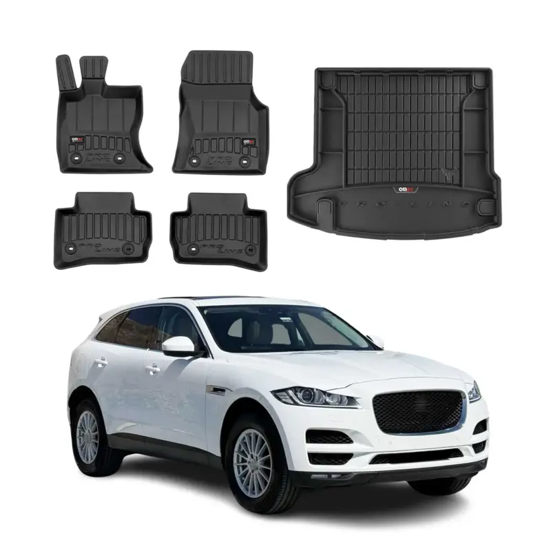 Preisknaller OMAC Fußmatten & Kofferraumwanne Set für Jaguar F-Pace 2016-2020 Pre-FL Gummi 5x