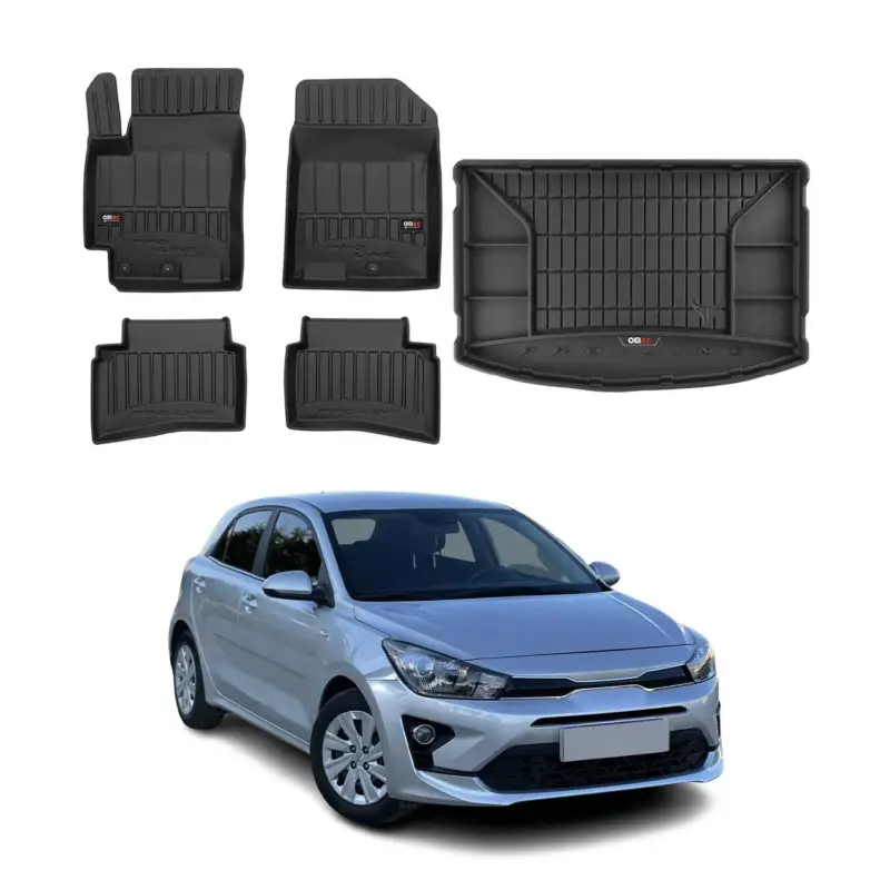 OMAC Fußmatten & Kofferraumwanne Set für Kia Rio 2017-2020 Gummi TPE Schwarz 5x Neu Im Sortiment