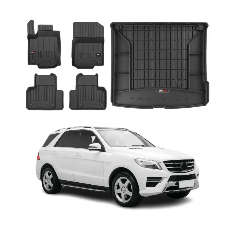 Zertifiziert OMAC Fußmatten & Kofferraumwanne Set für Mercedes ML W166 2011-2015 Gummi 5x