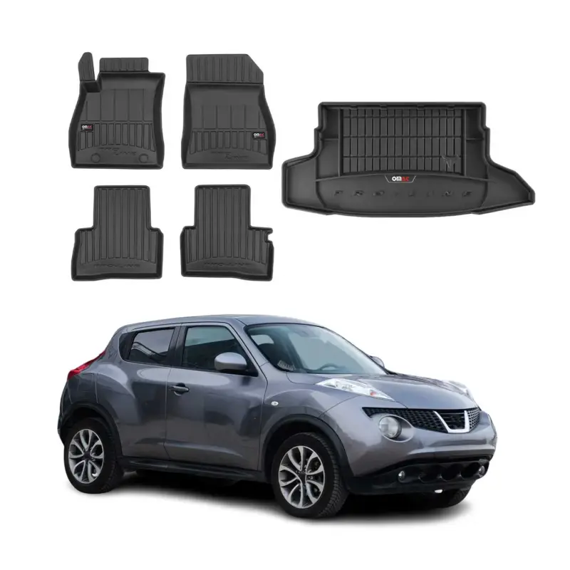 OMAC Fußmatten & Kofferraumwanne Set für Nissan Juke 2010-2019 Schwarz Gummi 5x Highlight