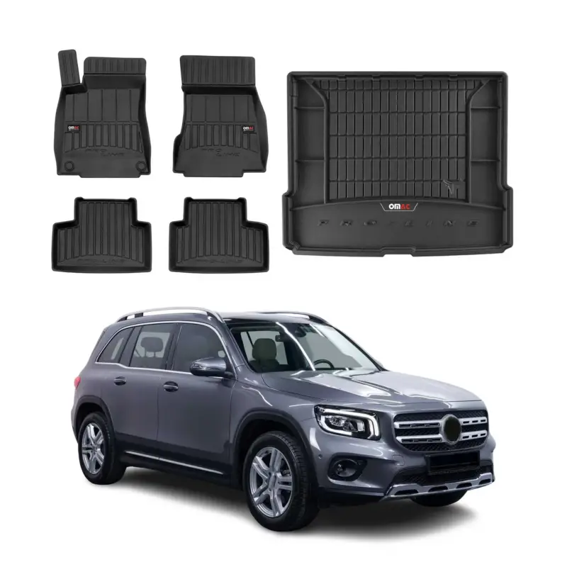 Geprüft OMAC Fußmatten & Kofferraumwanne Set für Mercedes GLB X247 2019-2026 5 Sitzen