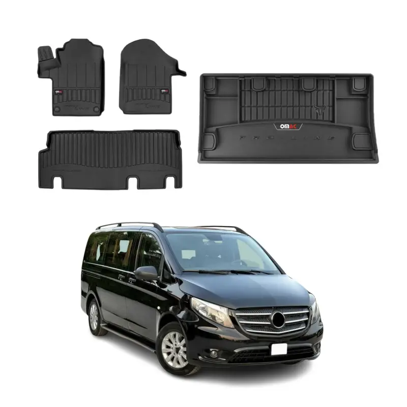 OMAC Fußmatten & Kofferraumwanne Set für Mercedes Vito W447 2014-2026 Gummi 4x Top-Seller