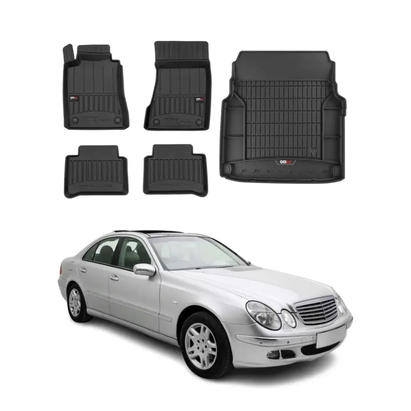 OMAC Fußmatten & Kofferraumwanne Set für Mercedes E Klasse 2002-2009 Gummi 5x Rabatt