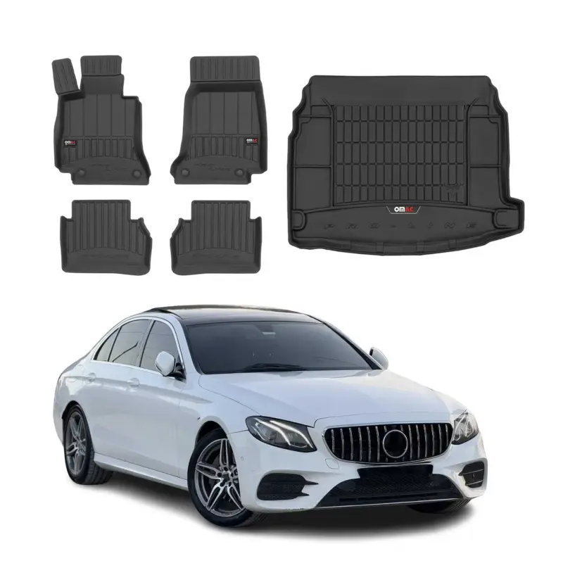 Preisreduziert OMAC Fußmatten & Kofferraumwanne Set für Mercedes E Klasse W213 2017-2023 Gummi