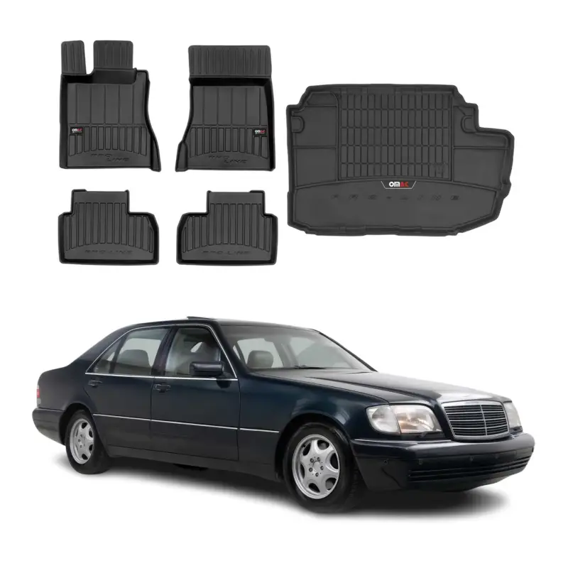 Versand Am Gleichen Tag OMAC Fußmatten & Kofferraumwanne Set für Mercedes S Klasse W220 1998-2005 Gummi