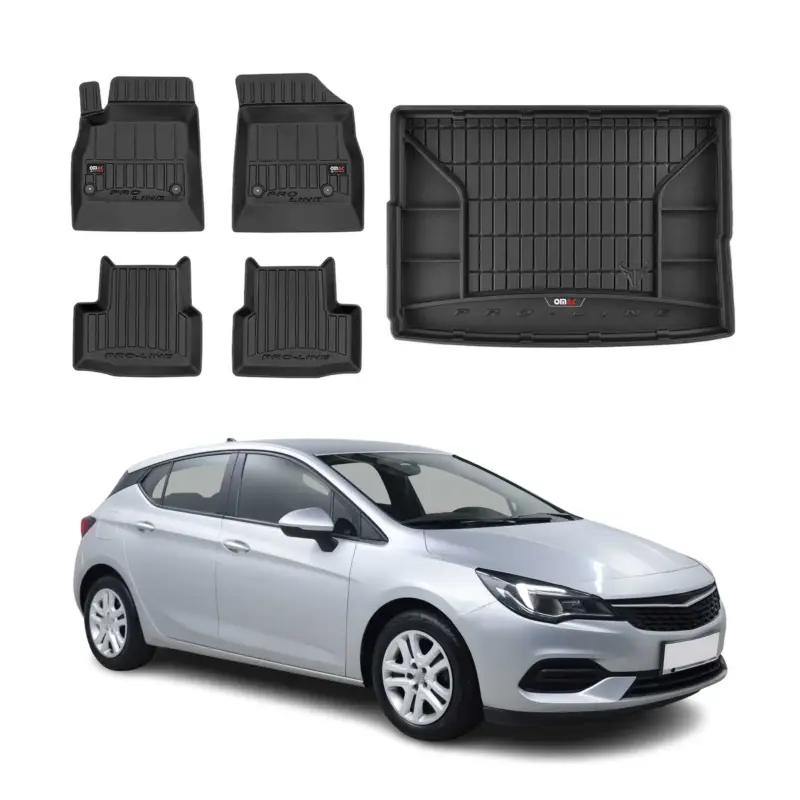OMAC Fußmatten & Kofferraumwanne Set für Opel Astra K 2015-2021 5tür Gummi Markenprodukt