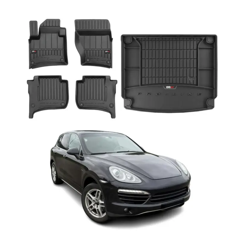 Kracherpreis OMAC Fußmatten & Kofferraumwanne Set für Porsche Cayenne 2010-2017 Gummi TPE 5x