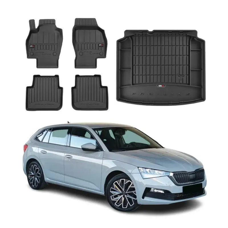 Bestpreis OMAC Fußmatten & Kofferraumwanne Set für Skoda Scala 2019-2026 Gummi Schwarz 5x