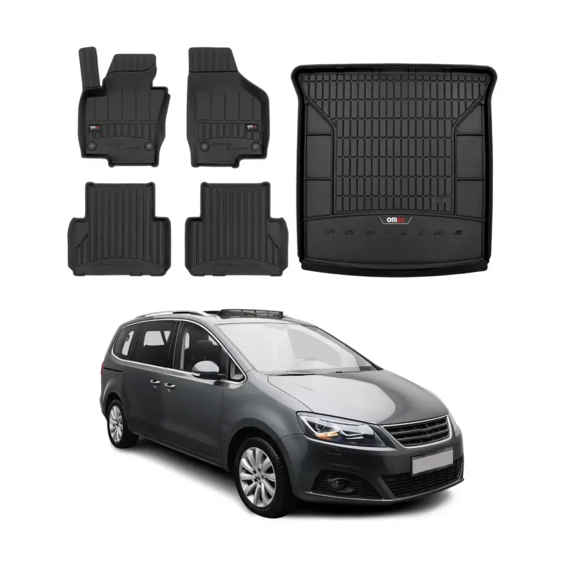 OMAC Fußmatten & Kofferraumwanne Set für Seat Alhambra 2010-2020 3.Reihe Gummi Knallerangebot