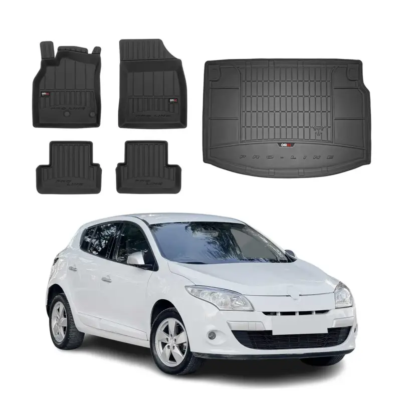 Markenprodukt OMAC Fußmatten & Kofferraumwanne Set für Renault Megane 2008-2015 Gummi TPE 5x
