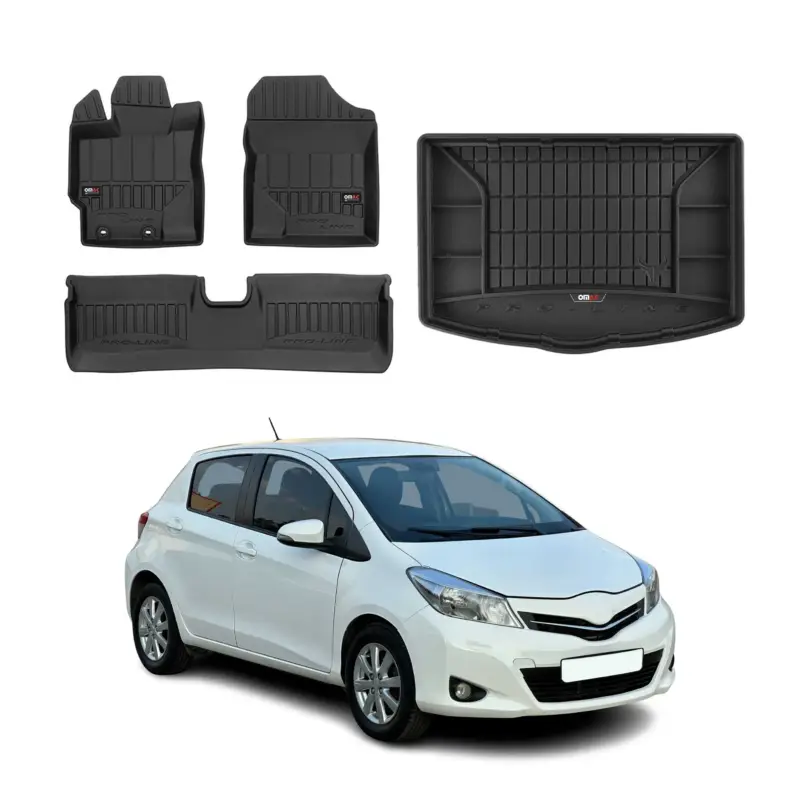 OMAC Fußmatten & Kofferraumwanne Set für Toyota Yaris 2012-2019 Gummi Schwarz 4x Beliebt