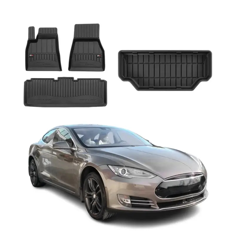 OMAC Fußmatten & Kofferraumwanne Set für Tesla Model S 2013-2026 Gummi 4x Top-Preis