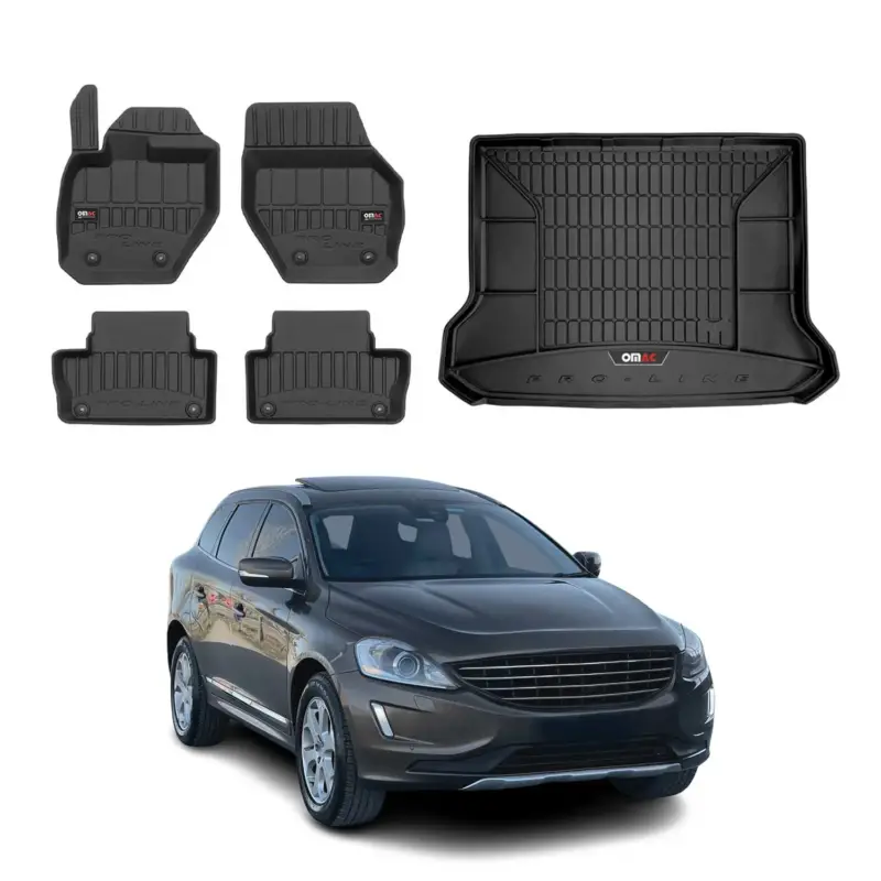 Beliebt OMAC Fußmatten & Kofferraumwanne Set für Volvo XC60 2008-2017 Gummi Schwarz 5x